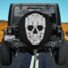Cat skull made of vintage cats skeleton Halloween spare tire cover on Jeep