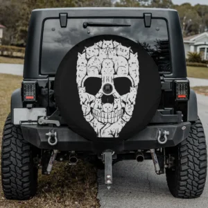 Cat skull vintage cats skeleton Halloween spare tire cover with camera hole option