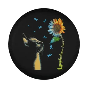 cat sunflower blue ribbon lymphedema awareness tire cover design only