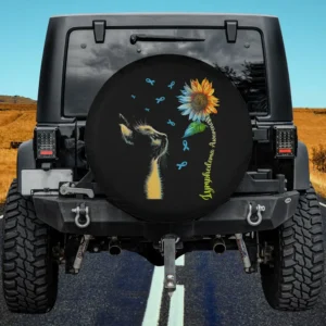 cat sunflower blue ribbon lymphedema awareness spare tire cover no camera hole