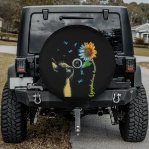 cat sunflower blue ribbon lymphedema awareness spare tire cover with camera hole