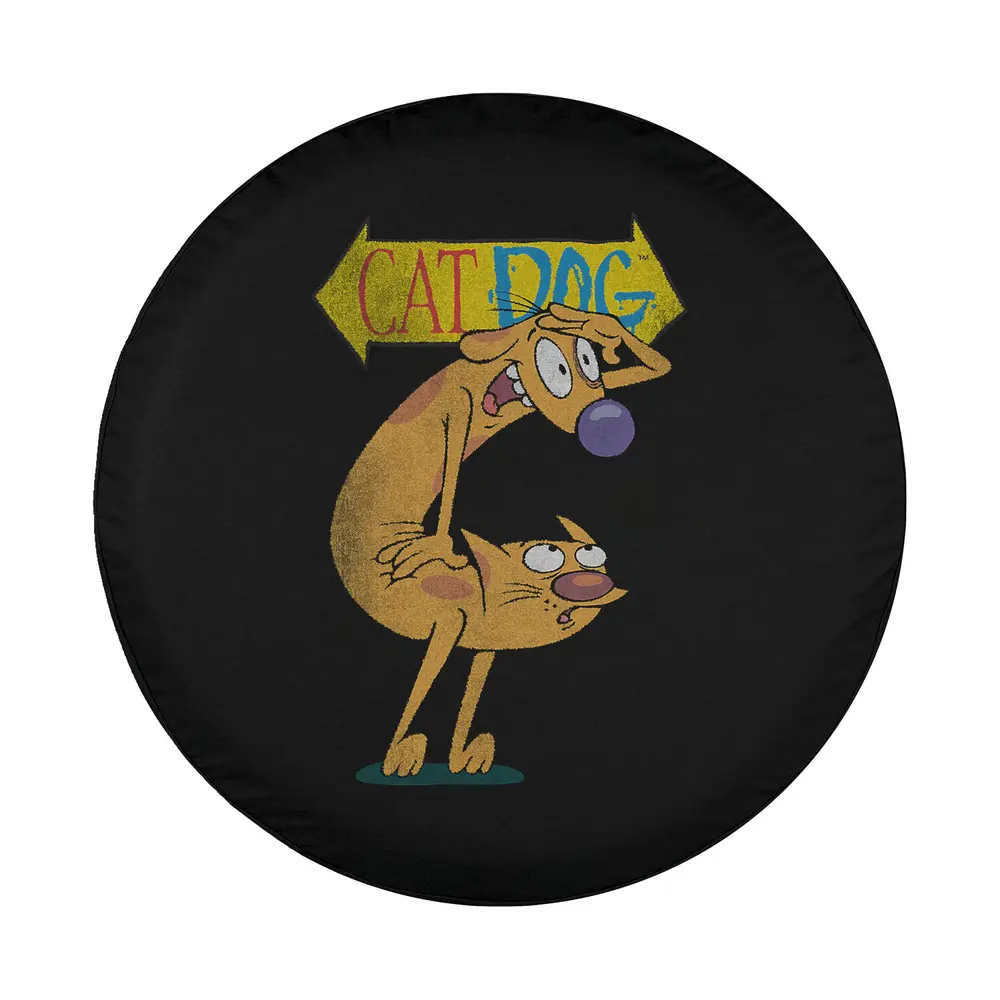 CatDog cartoon character and logo design for spare tire cover