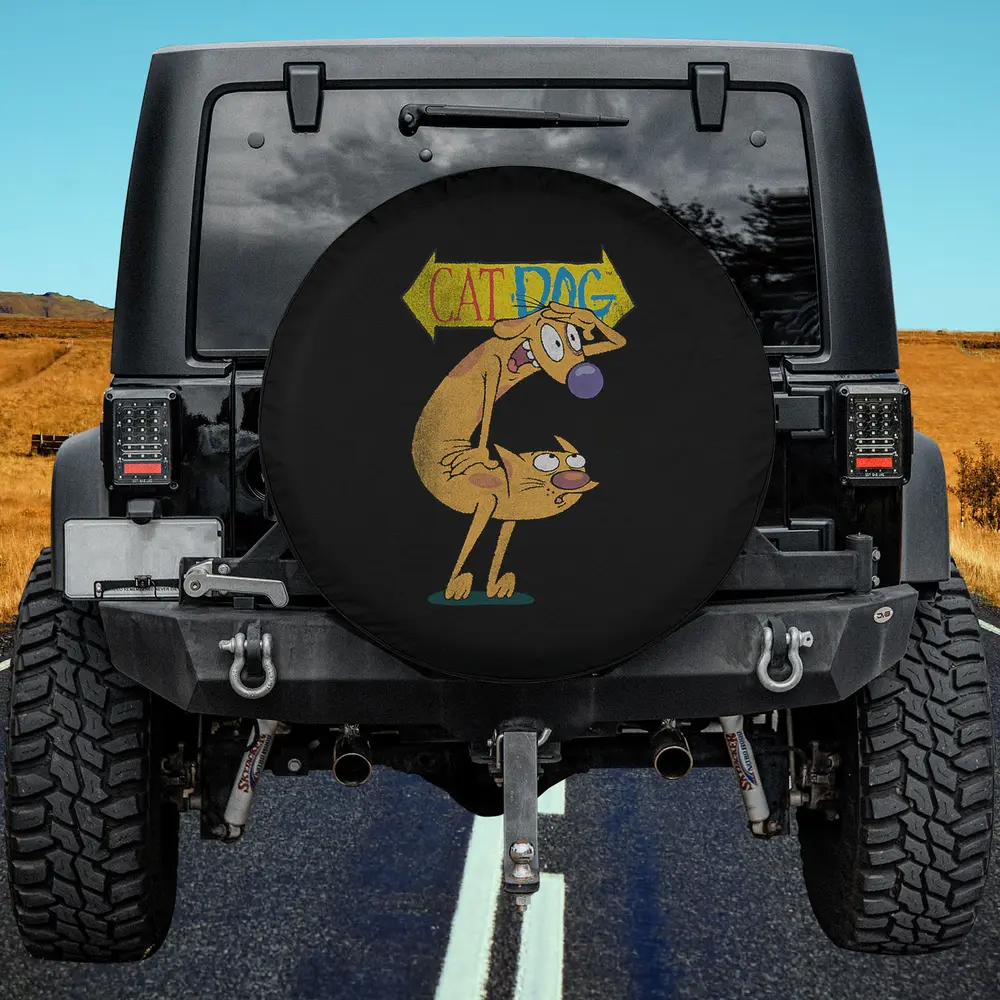 CatDog cartoon character logo spare tire cover with no camera hole for Jeep