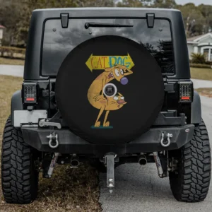 CatDog cartoon character logo spare tire cover with backup camera hole option