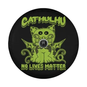 cartoon cathulhu kitten demon octopus monster tire cover design