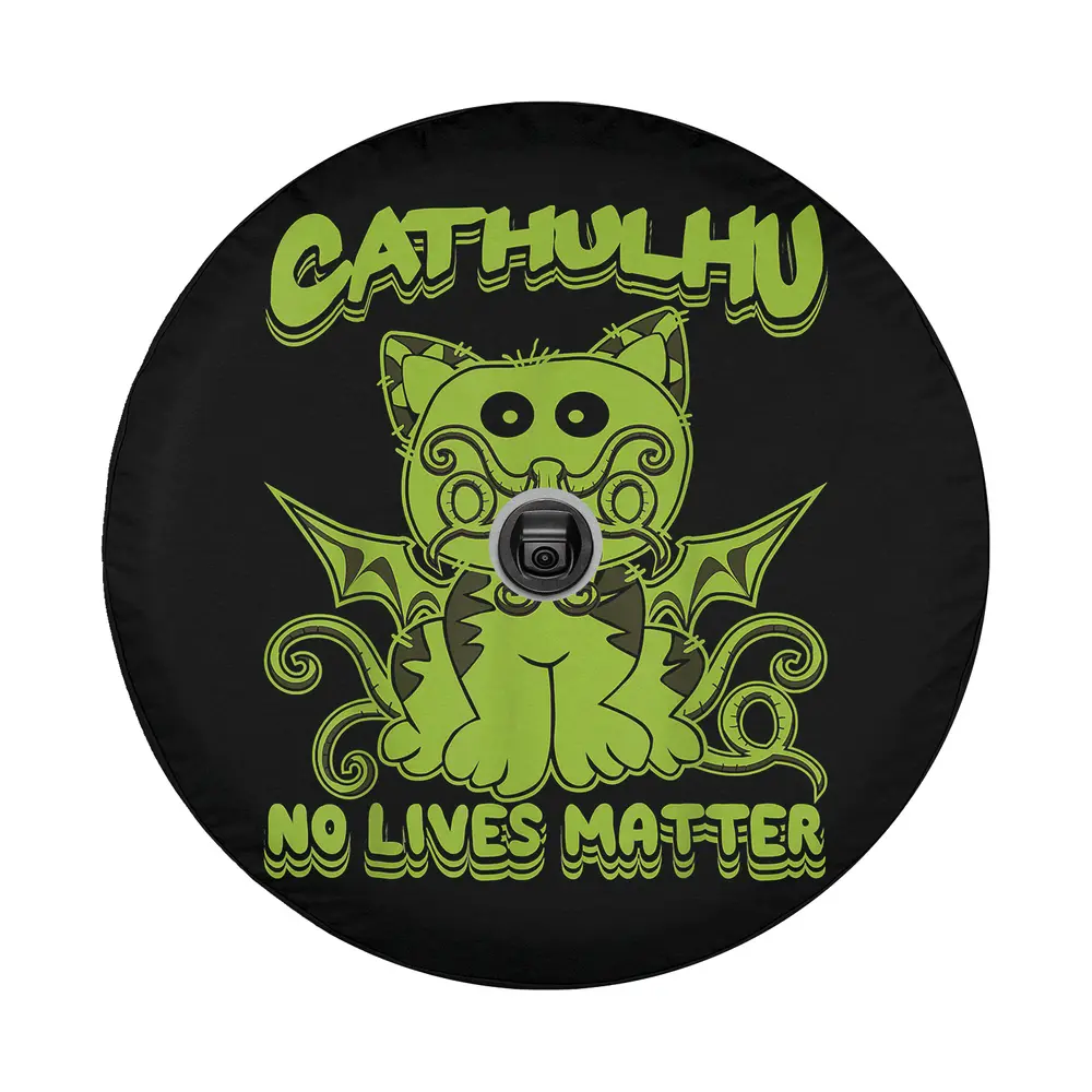 cartoon cathulhu kitten demon octopus monster tire cover design