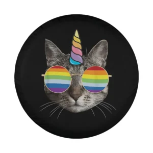 caticorn rainbow glasses cat spare tire cover design unicorn horn rainbow sunglasses