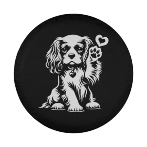Cavalier King Charles Spaniel raised paw heart dog graphic design only
