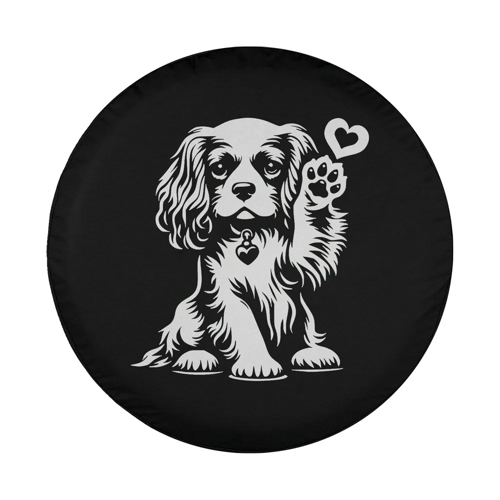 Cavalier King Charles Spaniel raised paw heart dog graphic design only