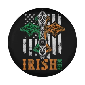 Celtic cross distressed flag Irish pride design for St. Patrick's Day tire cover