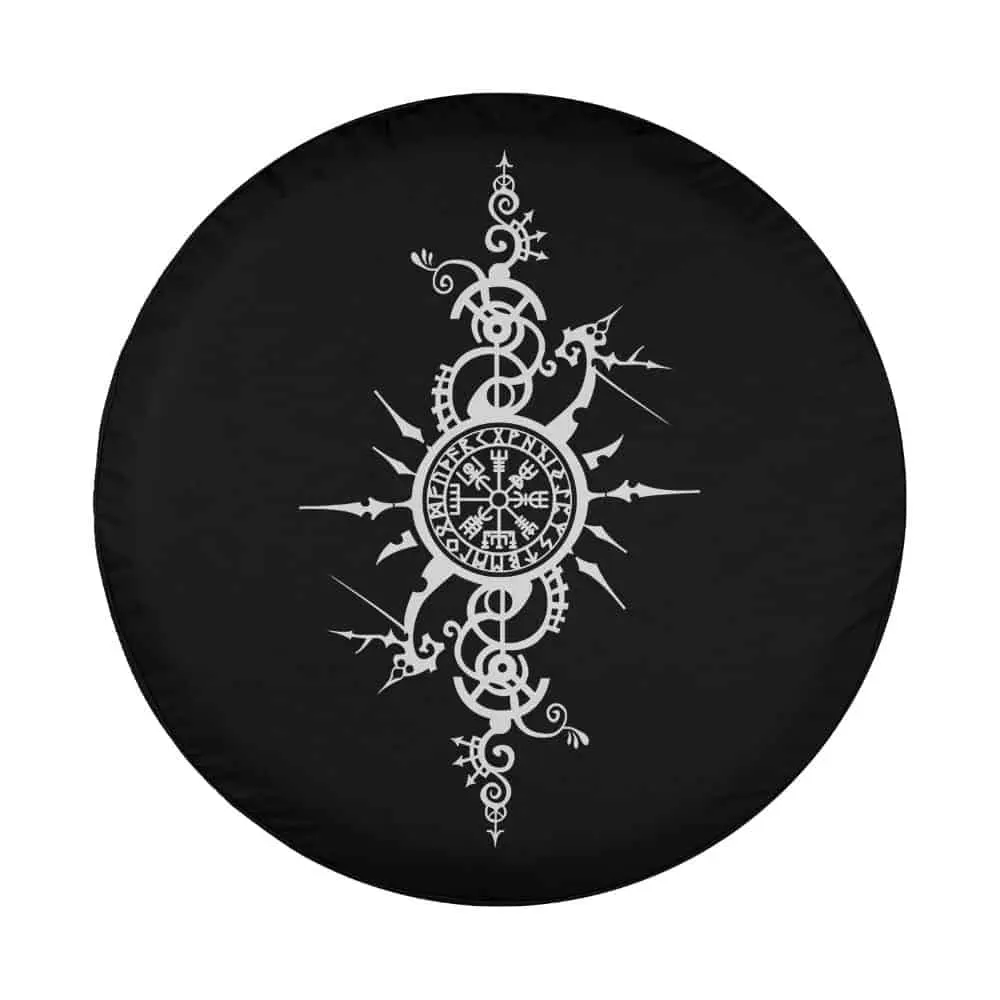 Celtic knotwork Vegvisir rune Nordic symbol design for Jeep Cherokee spare tire cover