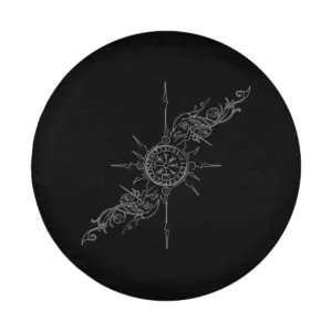 Celtic knotwork Viking compass Vegvisir symbol line art design for spare tire cover