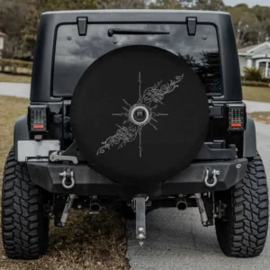 Celtic knotwork Viking compass spare tire cover with backup camera hole for Jeep Cherokee