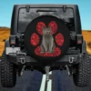 Chartreux cat with red heart paw Valentines Day spare tire cover no camera hole