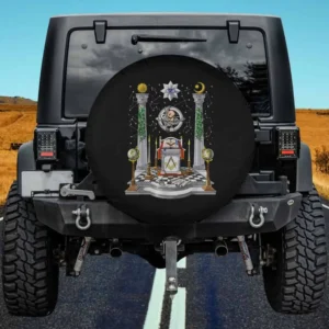 Checkerboard Pillars Freemason Masonic Compass Spare Tire Cover No Camera Hole