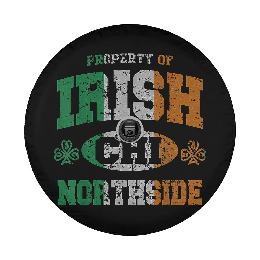Chicago Northside Irish flag distressed shamrock spare tire cover design only