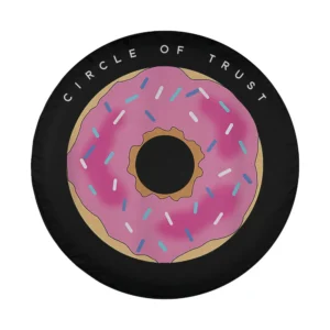 Circle of Trust text pink sprinkle donut graphic spare tire cover design