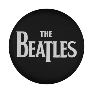 Black spare tire cover with classic white Beatles logo design only