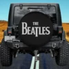 Classic black and white Beatles logo Land Rover Defender spare tire cover without camera hole