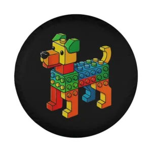 colorful building blocks dog master builder design for spare tire cover