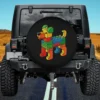 colorful building blocks dog master builder spare tire cover with no camera hole on Jeep