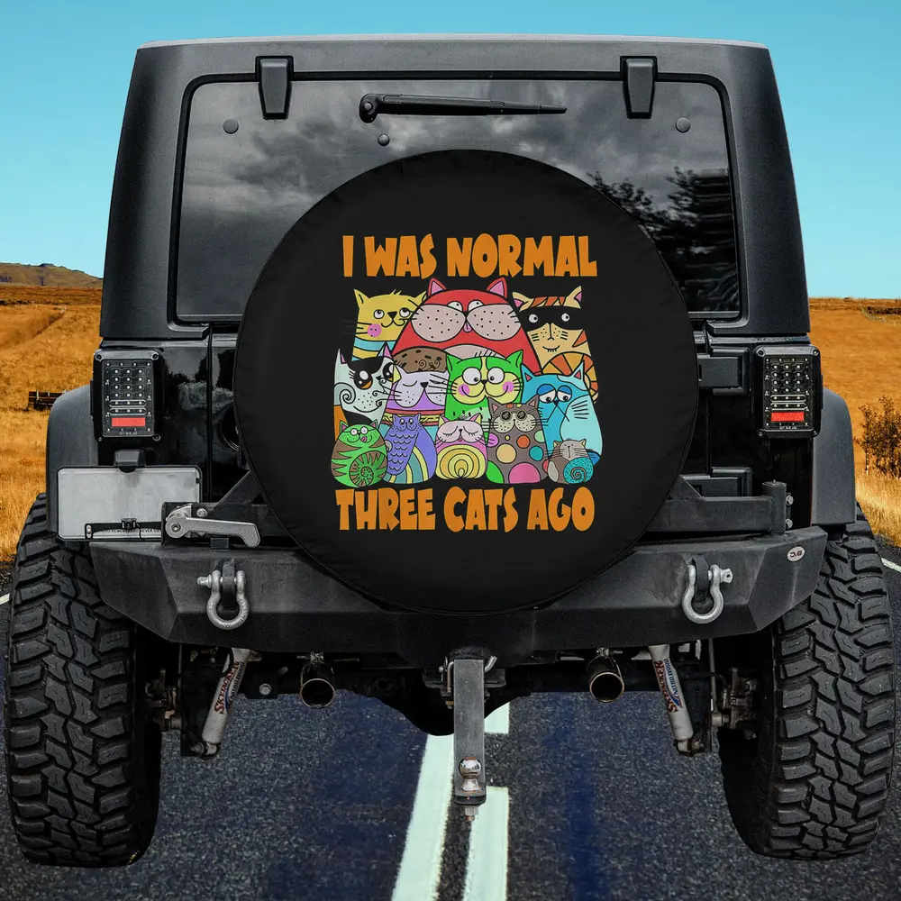 colorful cartoon cats funny crazy cat lover spare tire cover with no camera hole for Jeep SUV RV