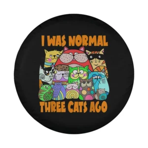 colorful cartoon cats funny crazy cat lover spare tire cover design only