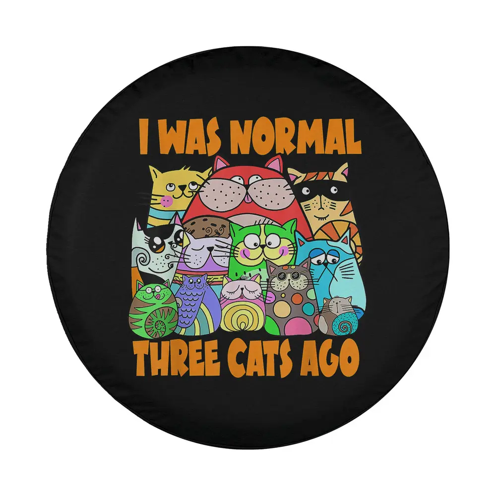 colorful cartoon cats funny crazy cat lover spare tire cover design only