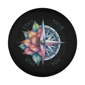 colorful compass lotus flower motivational design for spare tire cover