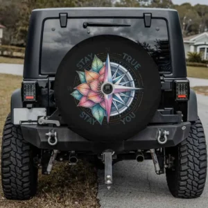 colorful compass lotus flower motivational spare tire cover for Honda CRV with camera hole