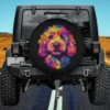 Colorful Goldendoodle face rainbow dog lover spare tire cover no camera hole for Jeep SUV RV