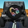 Colorful Heart Paw Print Dog Mom Spare Tire Cover No Camera Hole