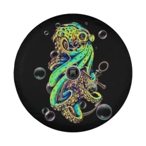 Artistic colorful octopus bubbles anchor design for spare tire cover