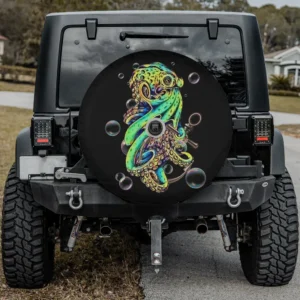 Colorful octopus with bubbles and trendy anchor spare tire cover with camera hole