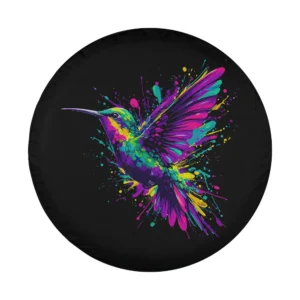 colorful paint splash hummingbird watercolor design closeup