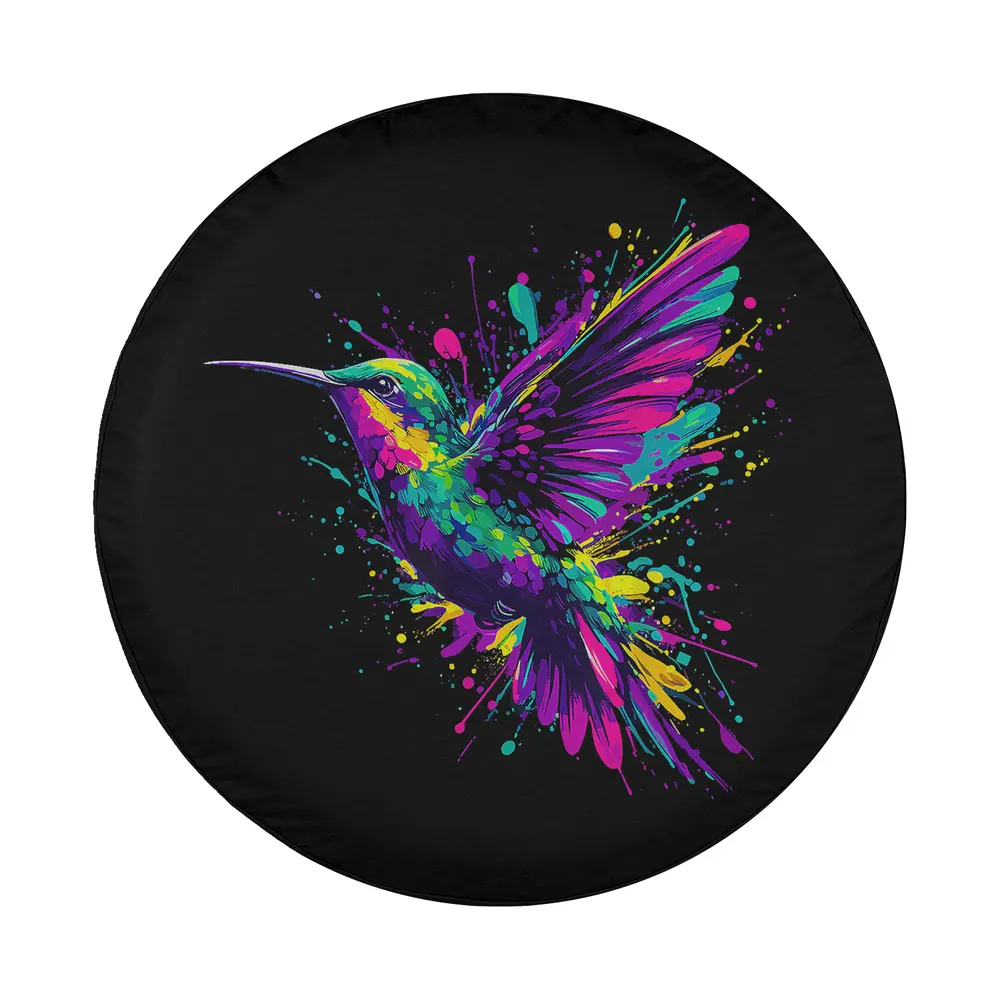 colorful paint splash hummingbird watercolor design closeup