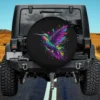 colorful paint splash hummingbird watercolor spare tire cover no camera hole