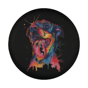 Vivid rainbow splatter Rottweiler dog art for spare tire cover design only