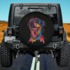 Colorful Splatter Rottweiler Tongue Out Spare Tire Cover No Camera Hole