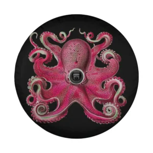 colorful vintage kraken pink octopus illustration for tire cover