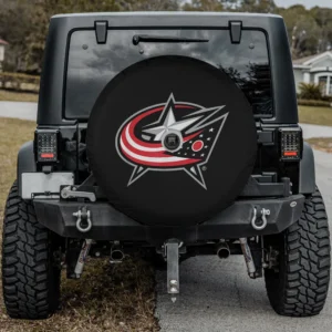 Columbus Blue Jackets spare tire cover navy blue star logo with backup camera hole