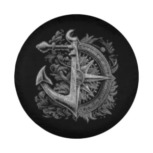 Compass and anchor vintage sailor tire cover design art for Jeep Cherokee