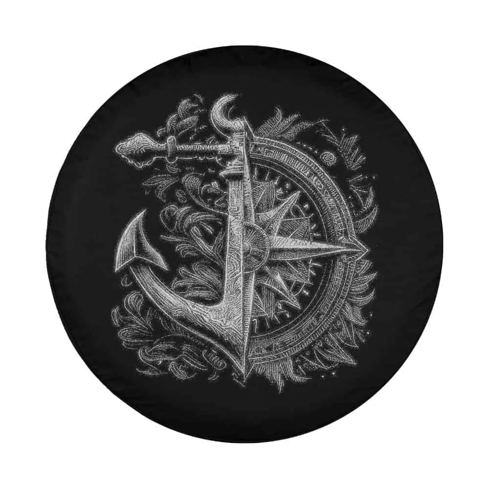 Compass and anchor vintage sailor tire cover design art for Jeep Cherokee