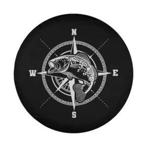 Compass bass fish black fisherman sport spare tire cover design only