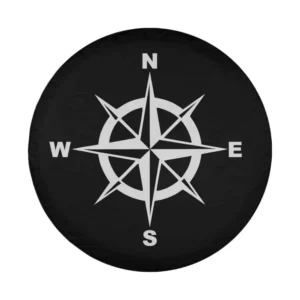 Compass cardinal points monochrome design for spare tire cover