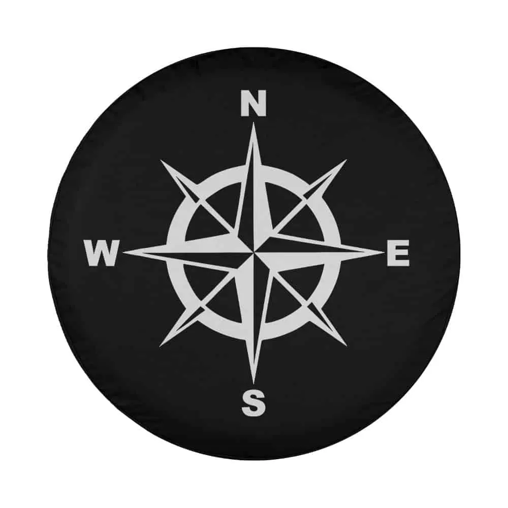Compass cardinal points monochrome design for spare tire cover