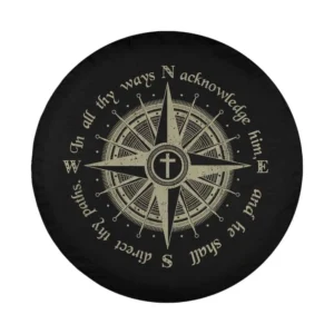 Compass cross bible verse Christian design for custom spare tire cover