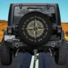 Compass cross bible verse Christian spare tire cover with no camera hole for Jeep or RV