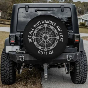 Compass funny hiking not all who wander spare tire cover, compass graphic, backup camera hole option