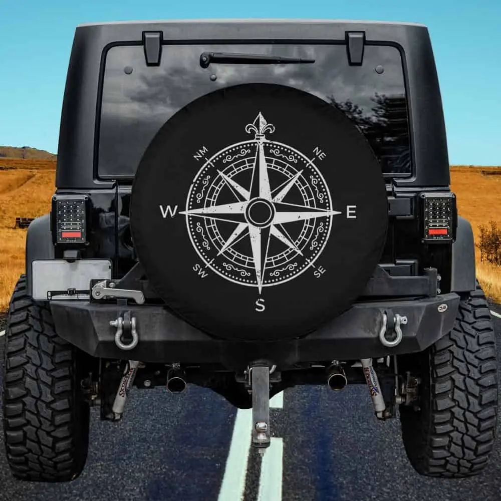 compass rose fleur-de-lis navigation rv spare tire cover no camera hole
